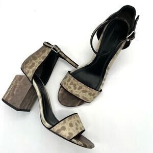 Alexander Wang Abby Animal Print Leather Block Heel Sandals - Natural - 36.5